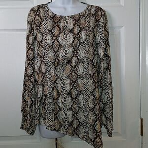 The Limited snakeskin print long sleeve blouse career casual office attire  Sz L